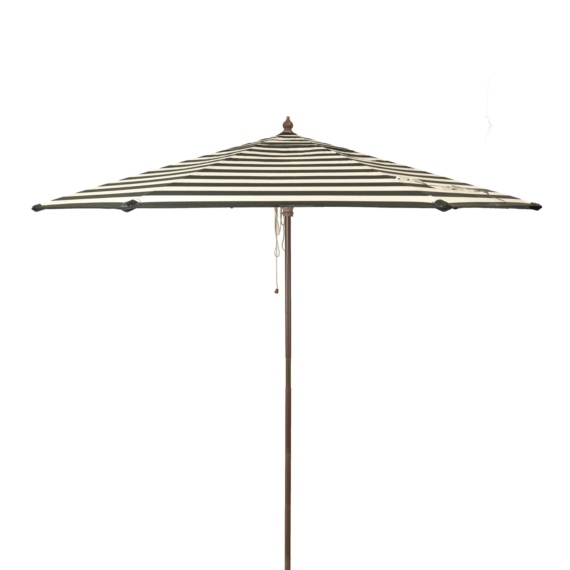 Heininger DestinationGear, 9ft. Wood Patio Umbrella Black and White Stripe, Shape Octagon, Model# 1441